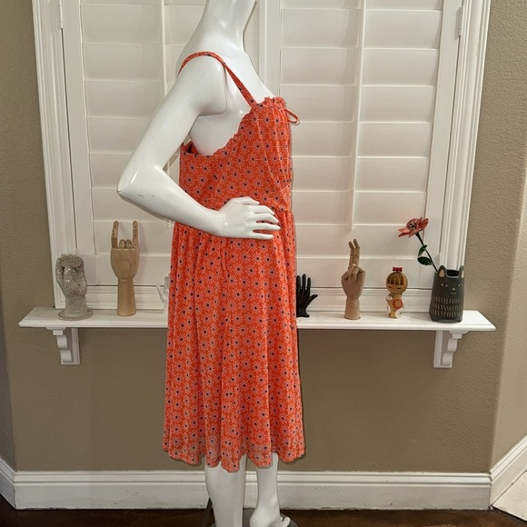 Torrid Mini Mesh Cami Shirred Bust Skater Dress Sunny Days Nasturtium - Picture 5 of 12
